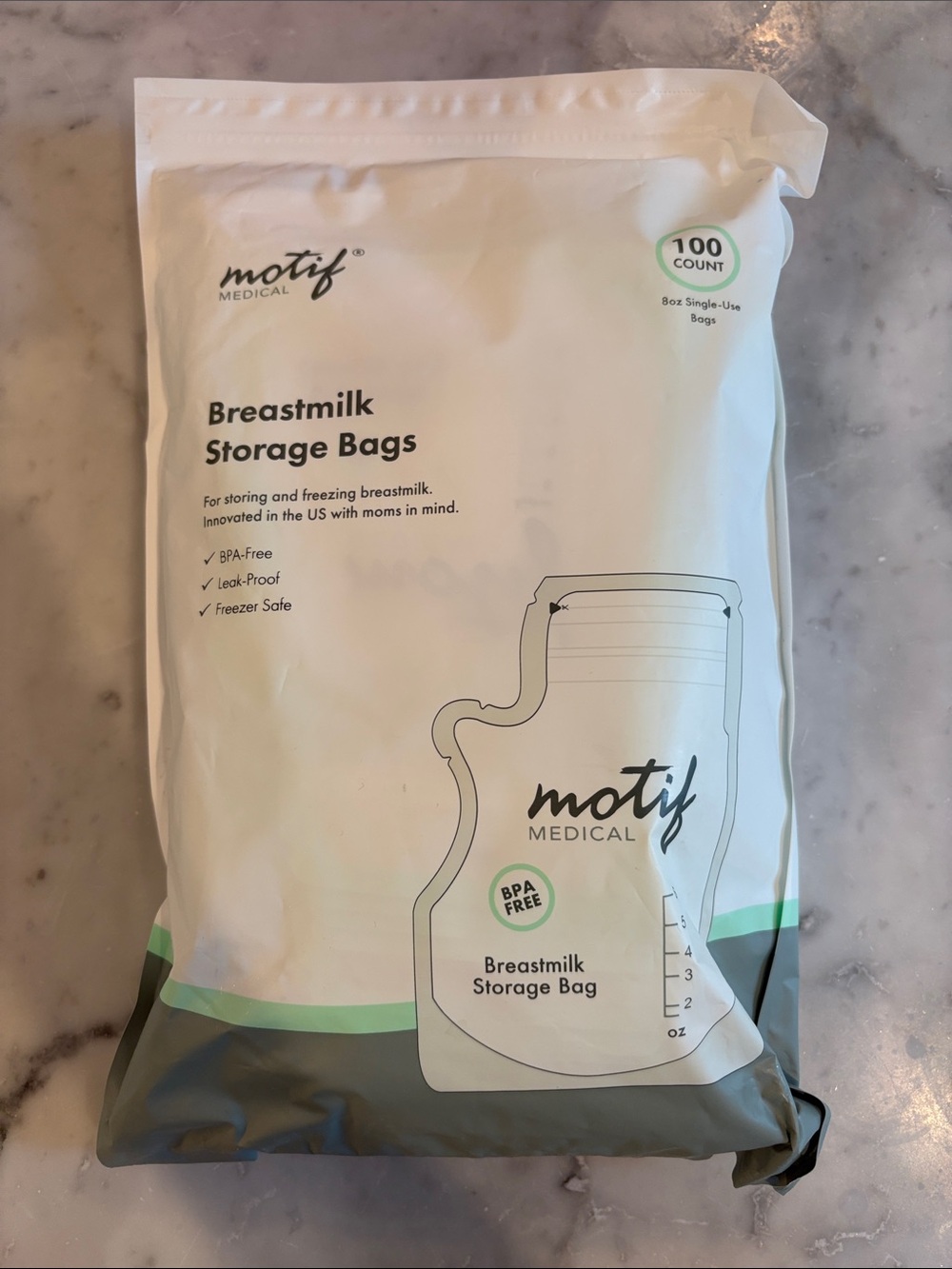 Motif Medical Breastmilk Storage Bags - White & Green